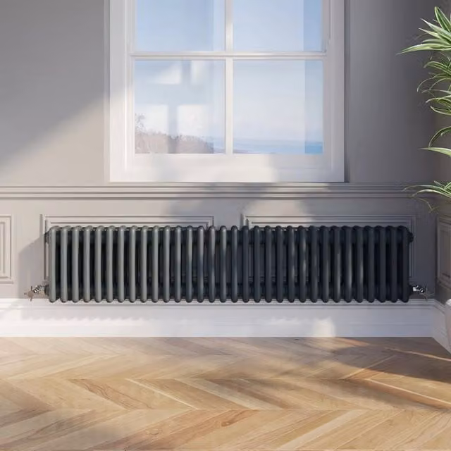 Temprazo Anthracite Steel Wall Mounted Radiator H: 119 cm, W: 30 cm, D: 10 cm