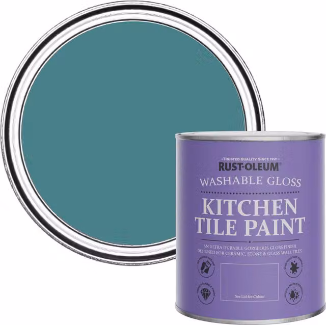 Rust-Oleum Water-Based Kitchen Tile Paint in Gloss Finish, Peacock Suit, 750ml