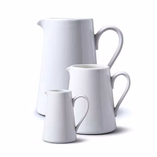 WM Bartleet & Sons 1750 Ceramic Straight Sided Jug Set of 3, White
