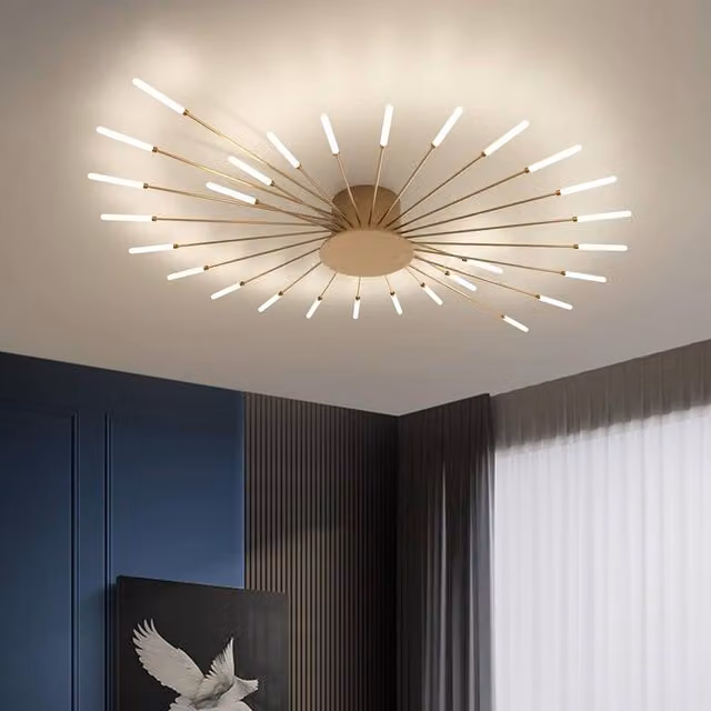 COMELY Modern LED Ceiling Light with 28 Heads in Gold and Transparent Finish