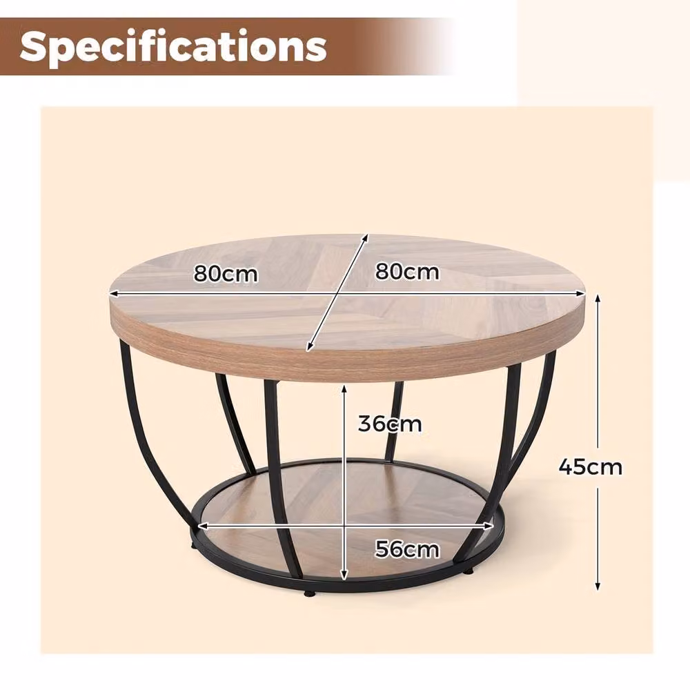 Havendro Home Round Wood Accent Table in Brown with Sled Base – 2