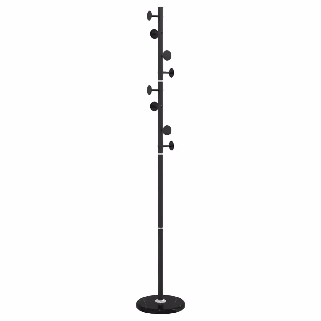 Berkfield Home Post Tree Coat Stand in Black Lacquered Metal and Stone, Height: 176 cm – 2