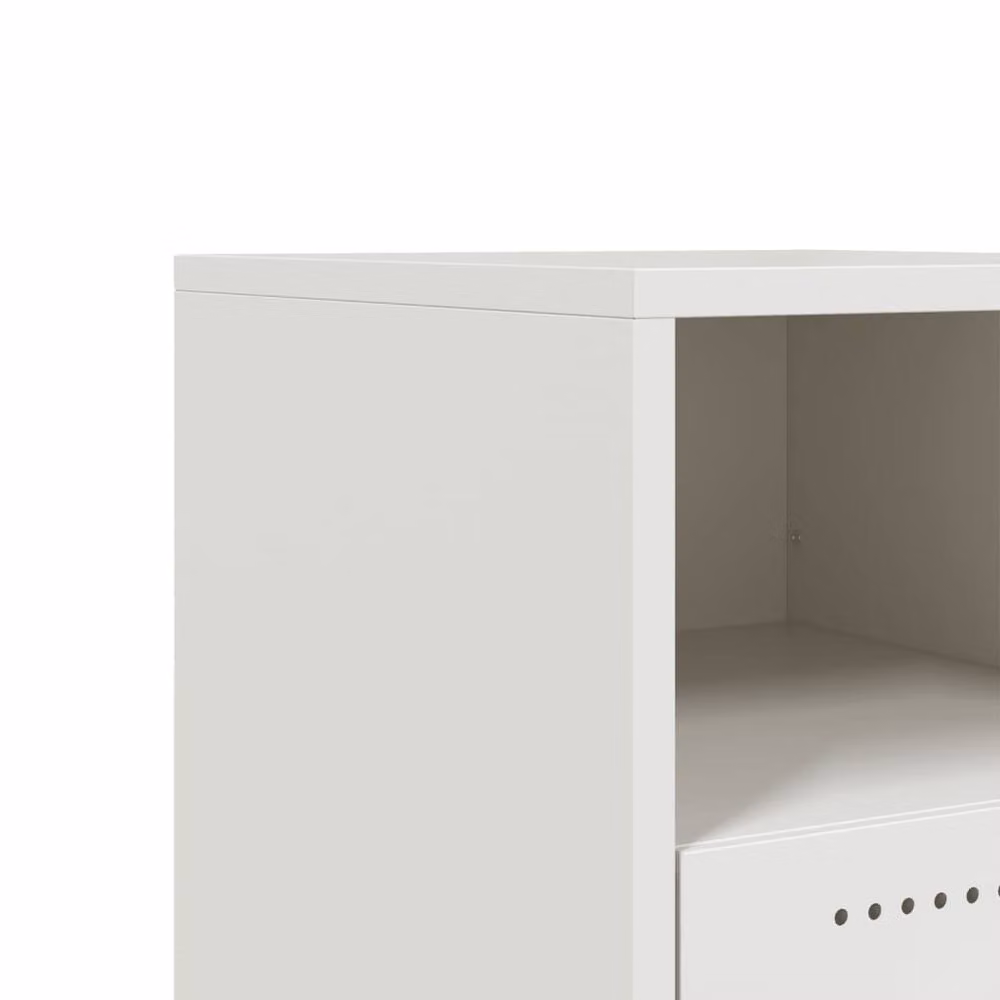 Berkfield Home Set of 2 Modern White Metal Bedside Cabinets, W/D/H: 39 x 36 x 43.5 cm – 3