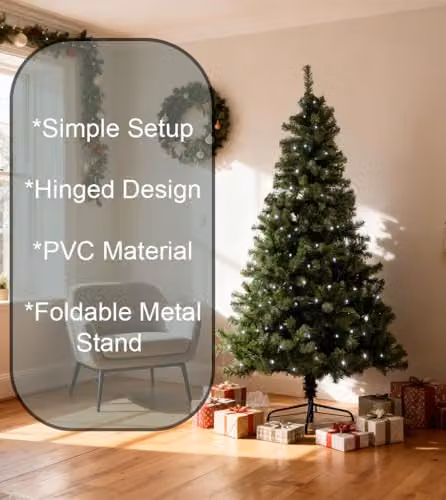 Shatchi Alaskan Pine Pre-Lit Artificial Christmas Tree with RGB LED Lights, Green – 4