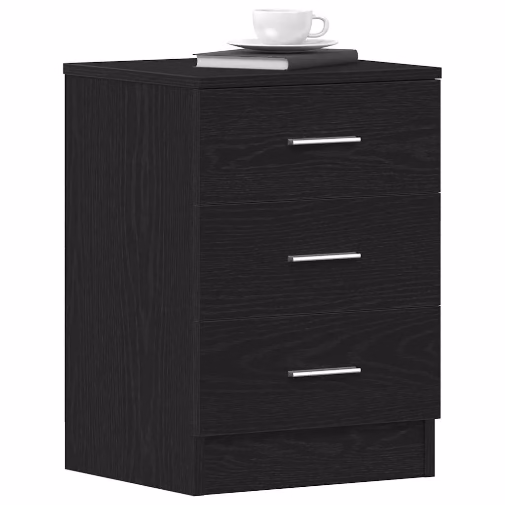 Berkfield Home Set of 2 Black Oak Bedside Cabinets, W/D/H: 38 x 35 x 55 cm – 2