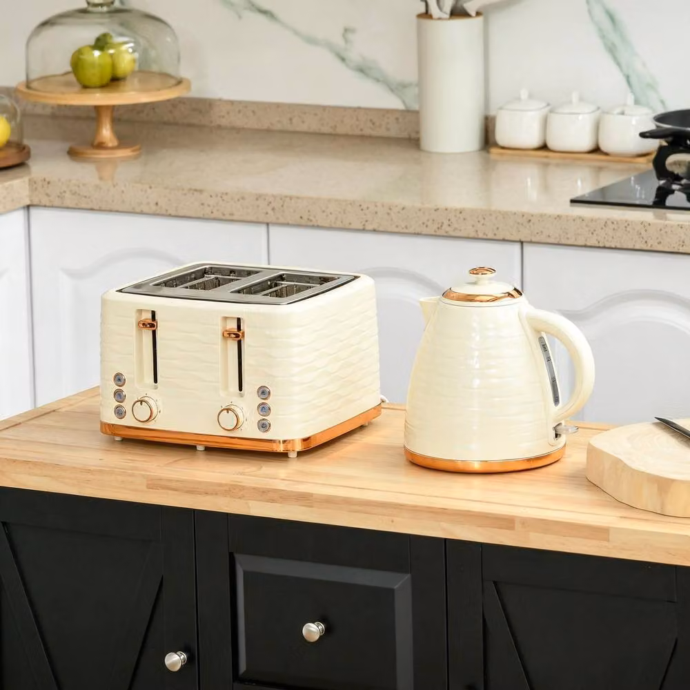 STILVORA Ceramic Kettle and 4 Slice Toaster Set in Beige – 2