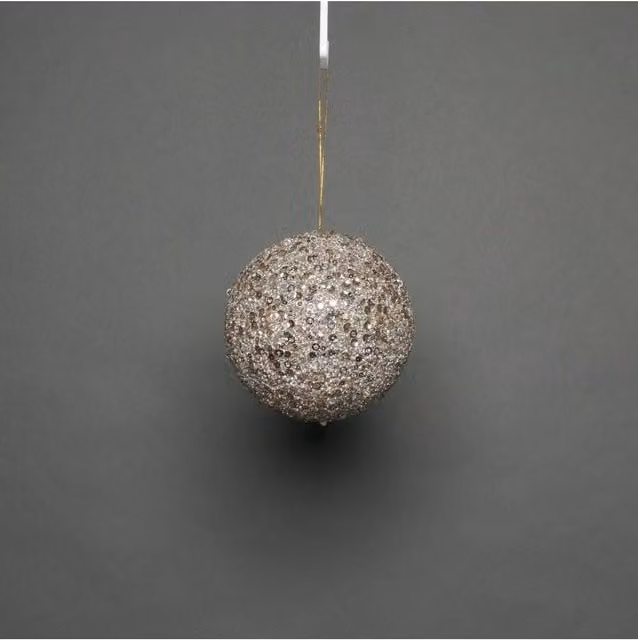 KDMD Champagne Glitter Christmas Baubles, 2 Pack, Grey and Gold, Diameter: 10 cm – 1
