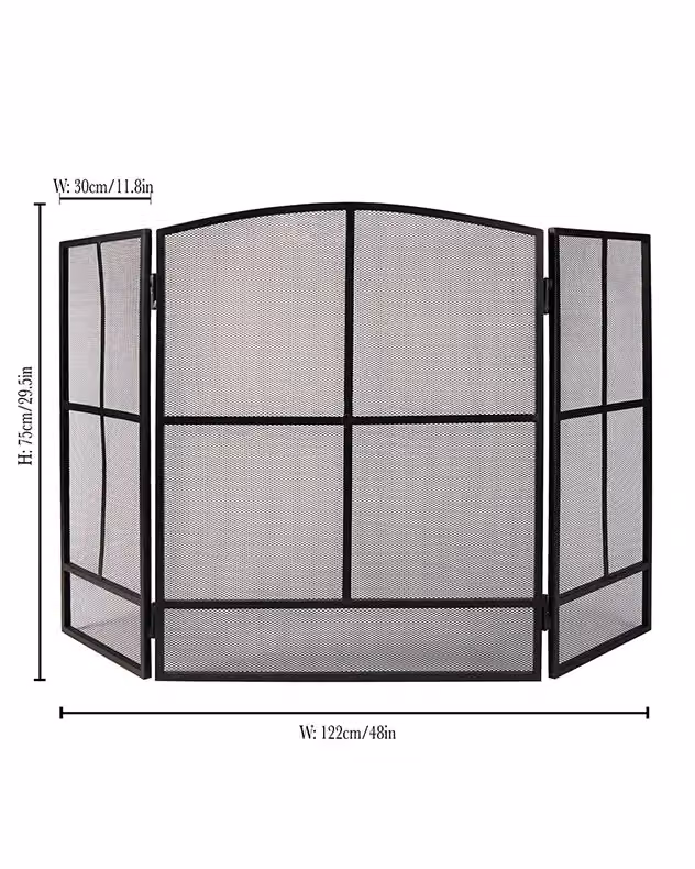 Dibor Vintage Style Large Folding Fireplace Guard in Black, H 75 cm x W 122 cm – 2