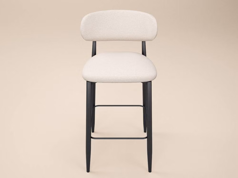 Solace+Co Cyra Barstools, Set of 2, Beige Fabric and Metal Upholstered Modern Design – 2