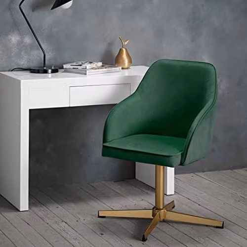 Netfurniture Newux Office Chair in Green Velvet with Gold Metal Accents – 3