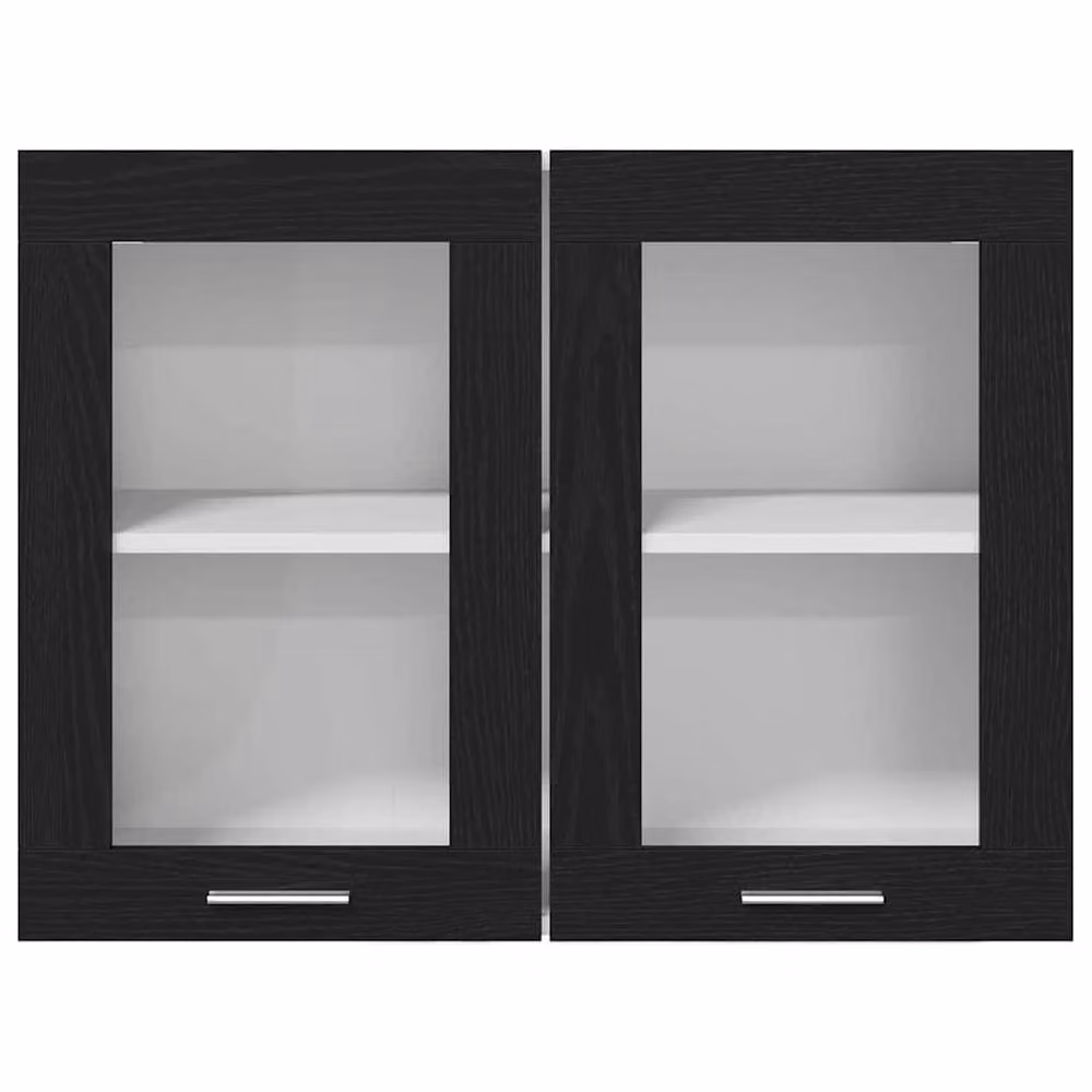 Berkfield Home Black Oak Hanging Glass Cabinet with Glass Doors, W/D/H: 80 x 31 x 60 cm – 5