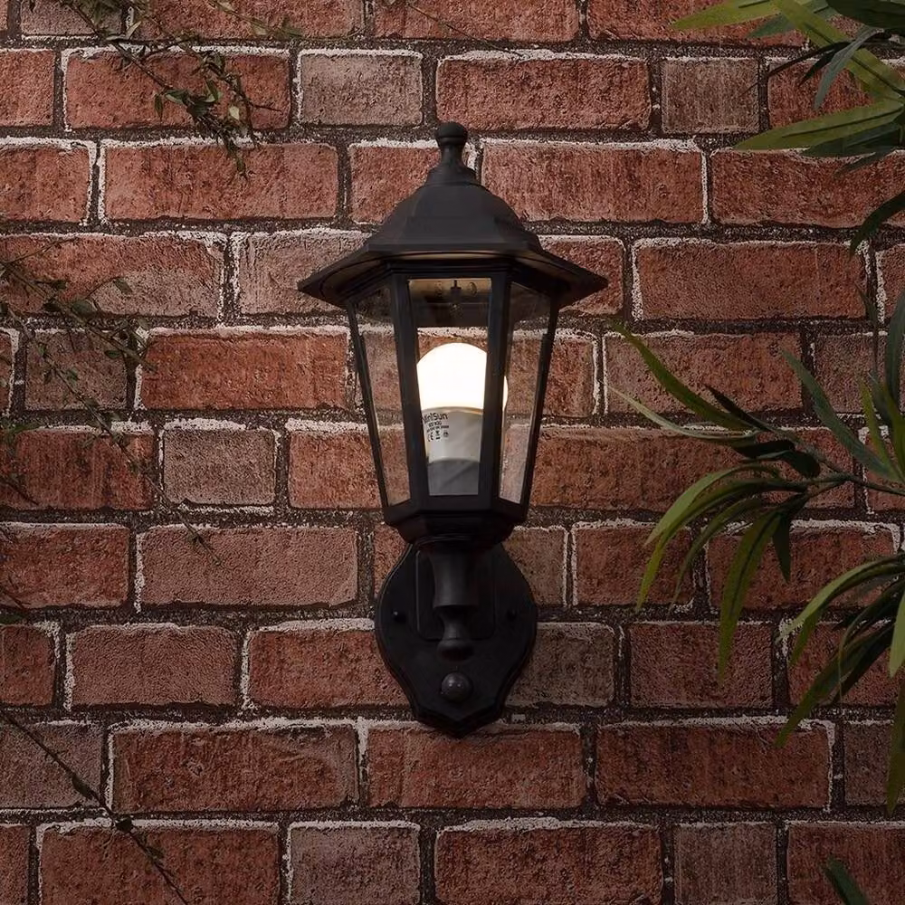 SPETLEK Traditional Black Outdoor Wall Lantern with Dusk Sensor and Cool White Light – 2
