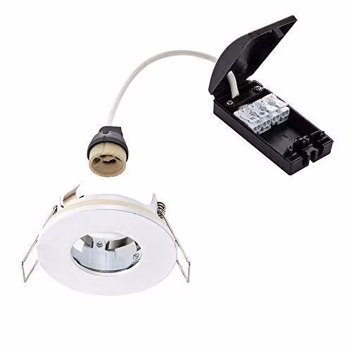Netlighting Speculo LED Fire Rated Round Recessed Bathroom Downlight, Matt White and Transparent Glass, IP65