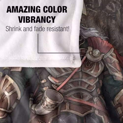 LOGOVISION Lord of the Rings War of the Rohirrim Helm Hammerhand Super Soft Fleece Throw Blanket, White, W: 152 cm, D: 127 cm – 2