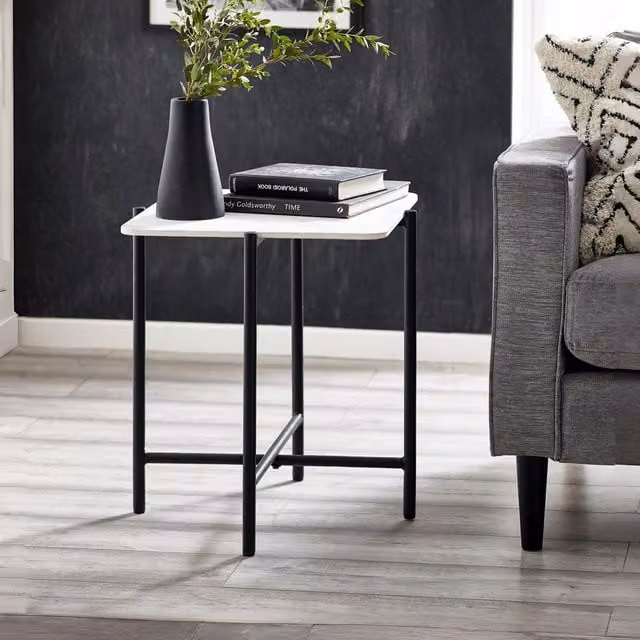 Julian Bowen Siena Lamp Table with White Marble Effect Top – 1
