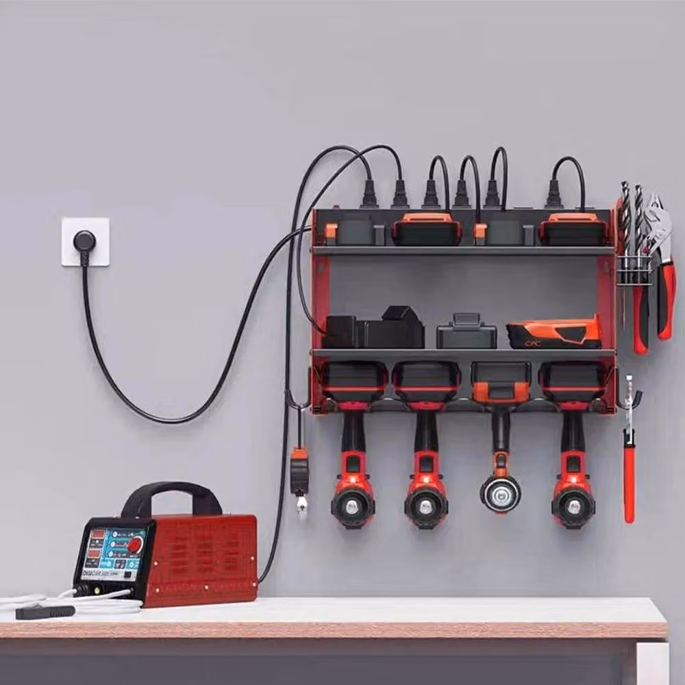 EONLION Heavy Duty Steel Power Tool Organizer and Drill Holder, Red, W: 100 cm, H: 200 cm – 4