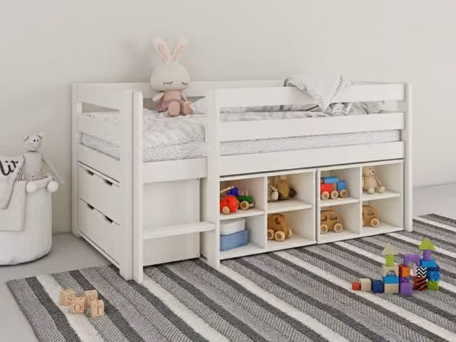 Noomi Mid Sleeper Cabin Bed in White Lacquered Solid Pine Wood – 1