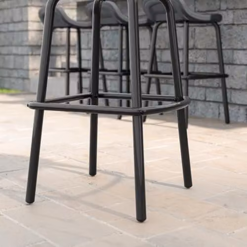 Rowlinsons Set of 2 Grey Outdoor Bar Stools with Metal and Plastic Construction, W46 x D53 x H90 cm – 2