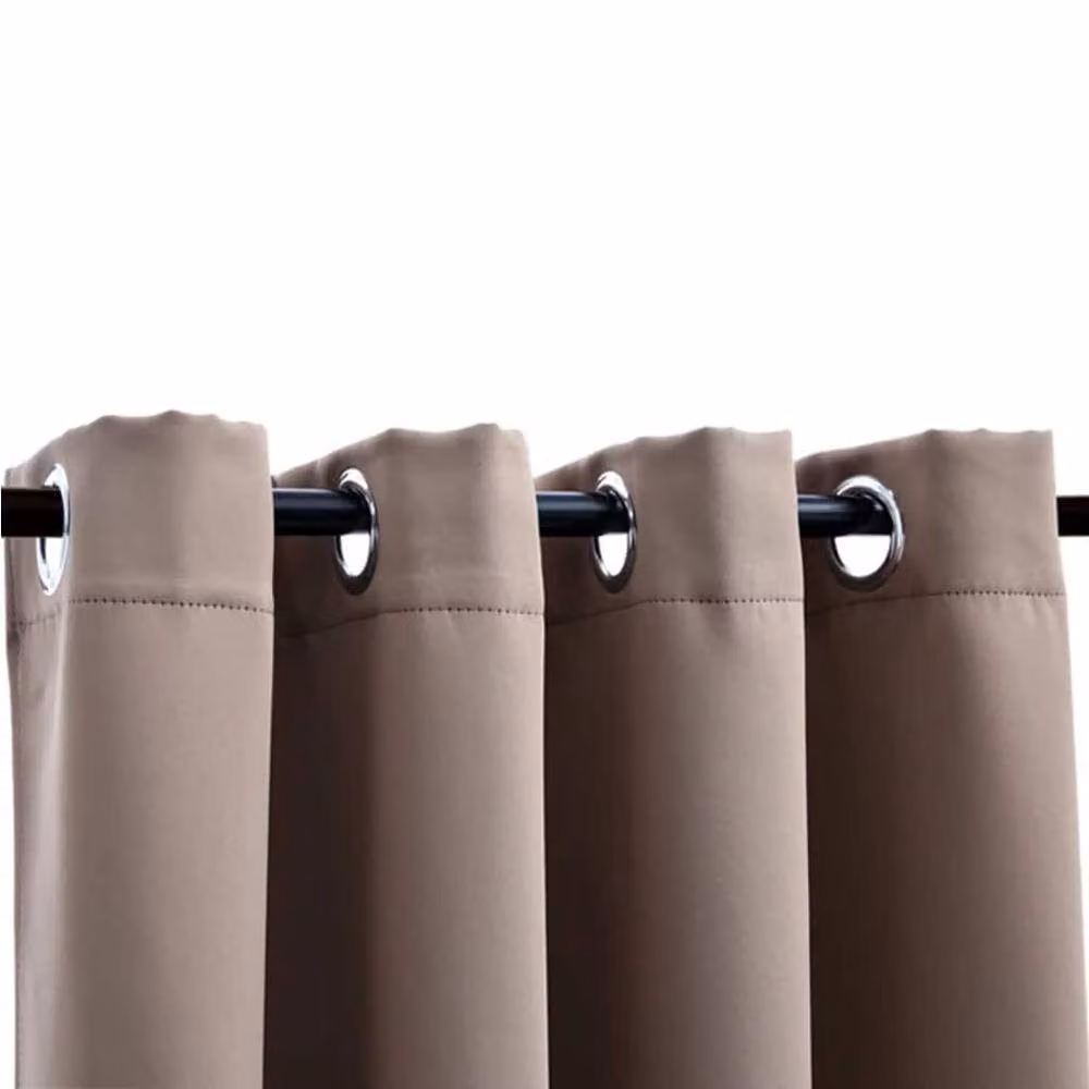 Berkfield Home Blackout Curtain with Metal Rings in Beige, W: 290 cm, H: 245 cm – 3