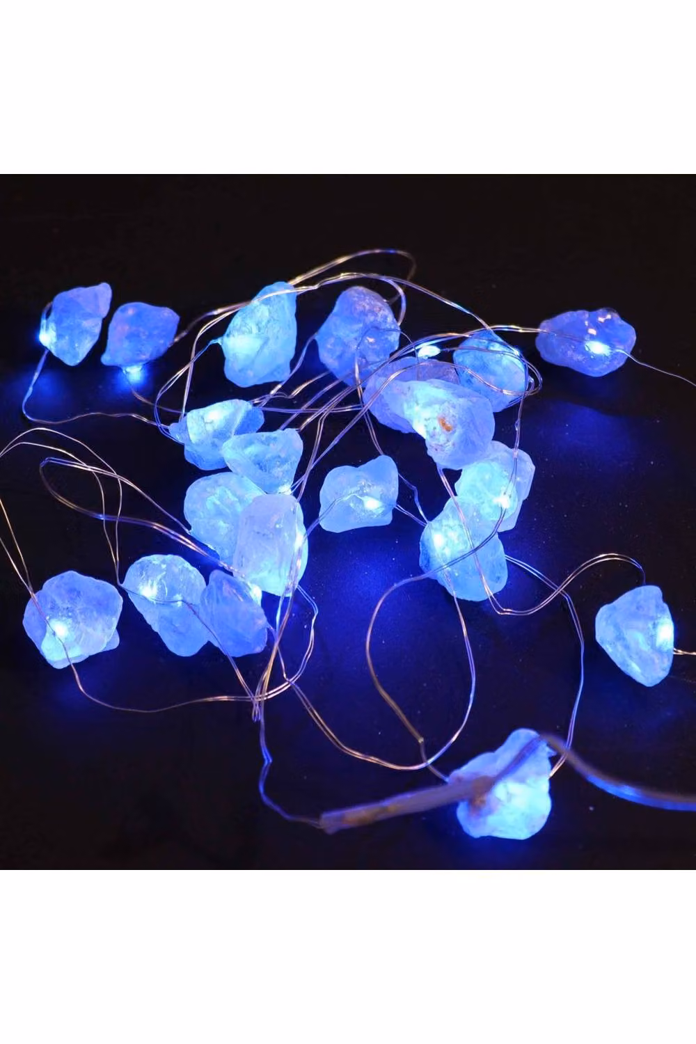 KDMD Celestite and Rose Quartz Gemstone USB LED Decor Lights in Light Blue – 2