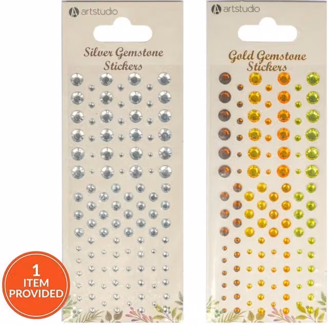 Art Studio Gold and Silver Gemstone Sticker Sheet