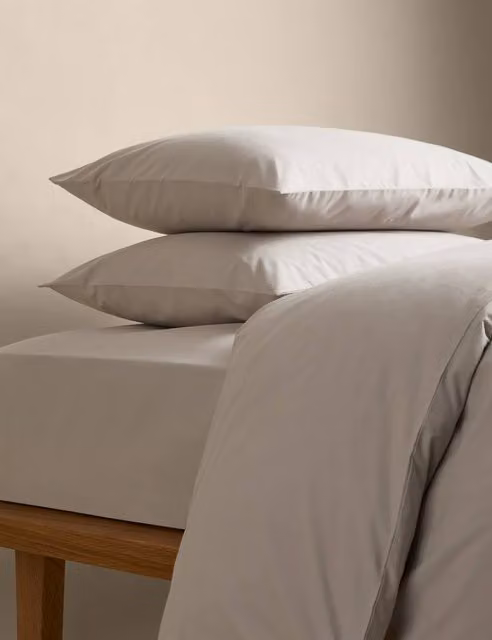 M&S Body Sensor Pure Cotton Bedding Set, Silver Grey, W: 140 cm, L: 200 cm