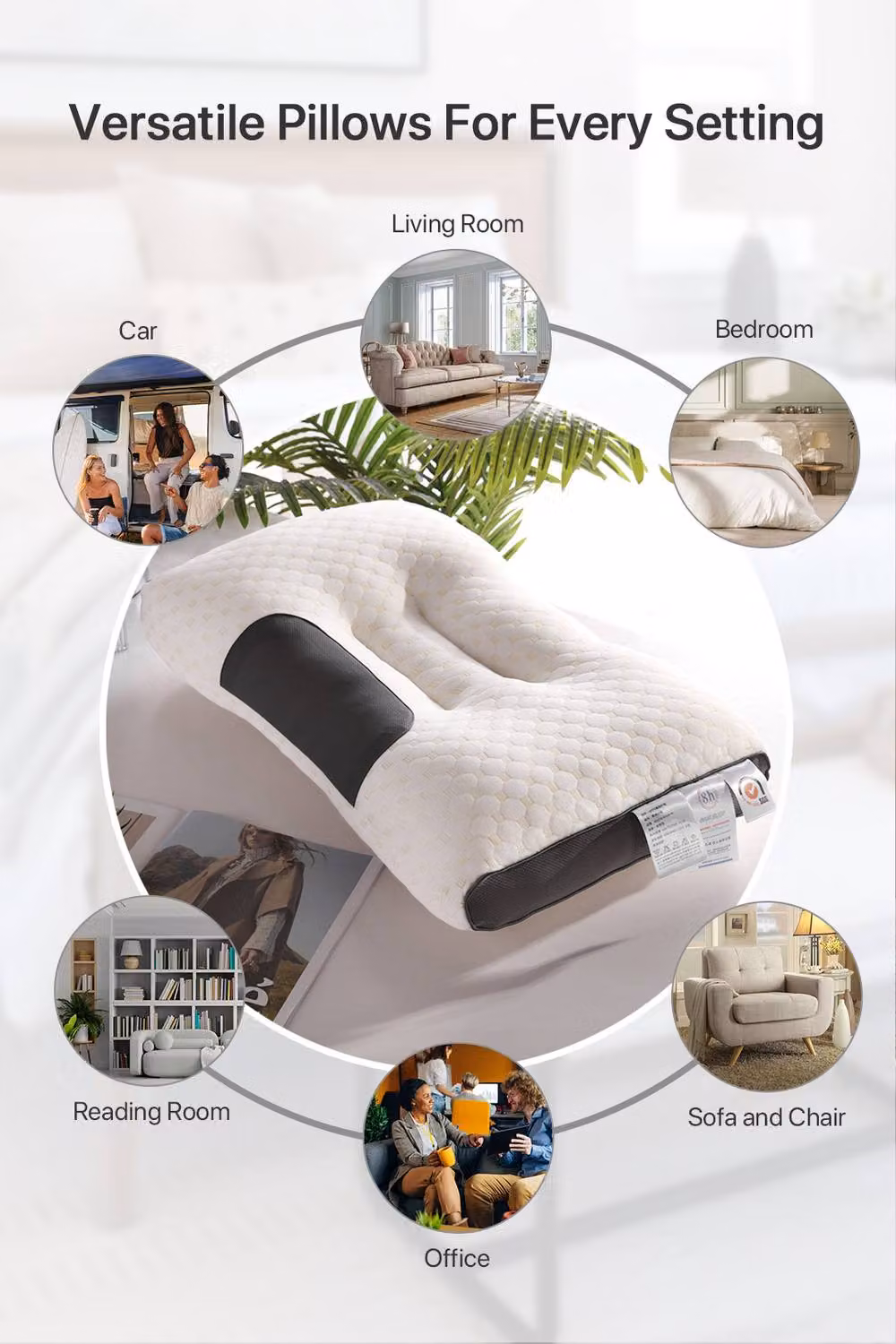 Garden Sanctuary White Knitted Sleep Support Pillow for Adults with Breathable, Cooling and Antibacterial Properties – 3