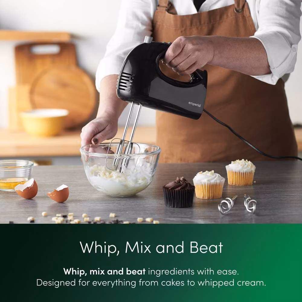 Emperial Electric Hand Mixer and Whisk with 5 Speeds and Attachments, Black – 2