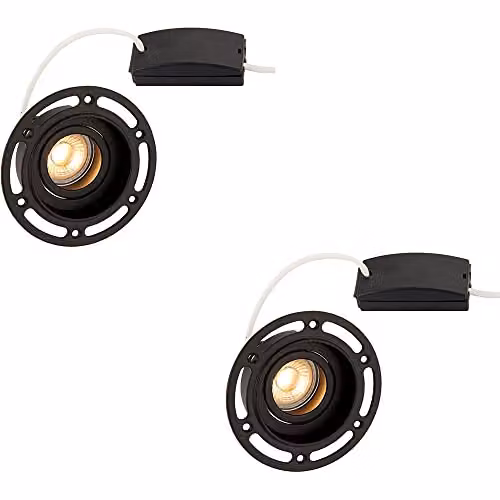 Loops 2 Pack Trimless Plaster-In Recessed Downlight in Matt Black, Fits 82mm Hole, Dimmable, GU10