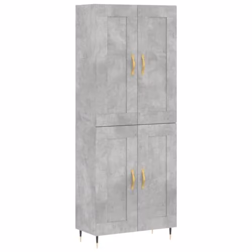 vidaXL Modern Highboard in Concrete Grey with Hinged Doors and Internal Shelves, W/D/H: 69.5 x 34.0 x 180.0 cm