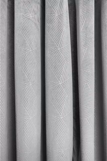 New Edge Blinds Deco Lined Geometric Eyelet Curtains in Grey and Gold, Width: 168 cm, Drop: 137 cm – 1