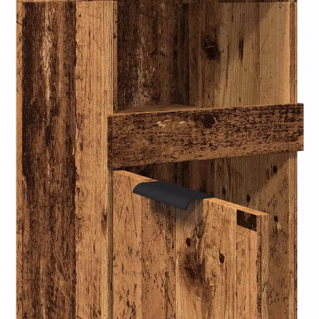 Berkfield Home Rustic Brown Wall Mounted Bathroom Cabinet with Hinged Doors and Open Shelf, W/D/H: 32 x 34 x 188.5 cm – 5