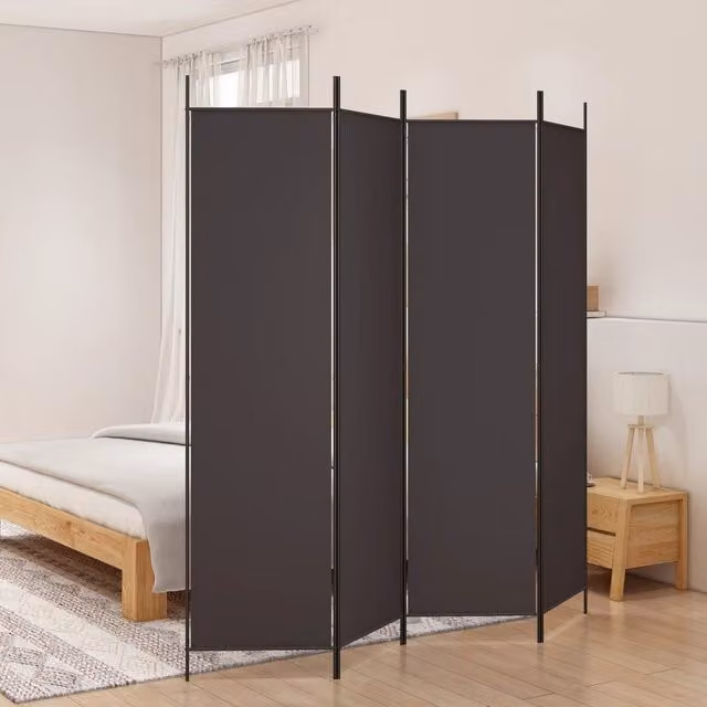 Berkfield Home 4-Panel Fabric Room Divider in Brown, W/H: 200 x 200 cm – 1
