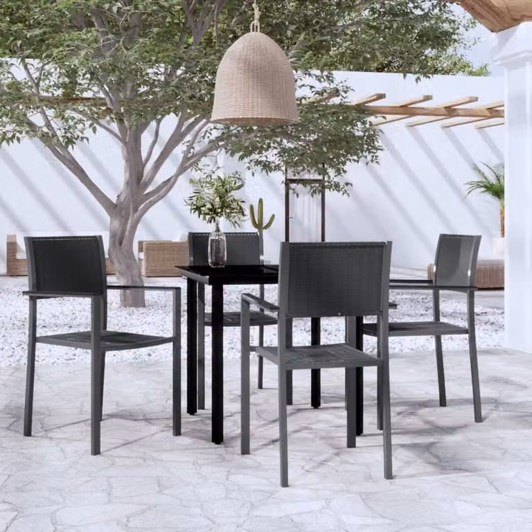 Berkfield Home 5 Piece Black Garden Dining Set