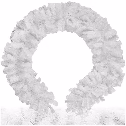 tectake Christmas Garland in White and Green with Lifelike Leaves and Hanging Loop