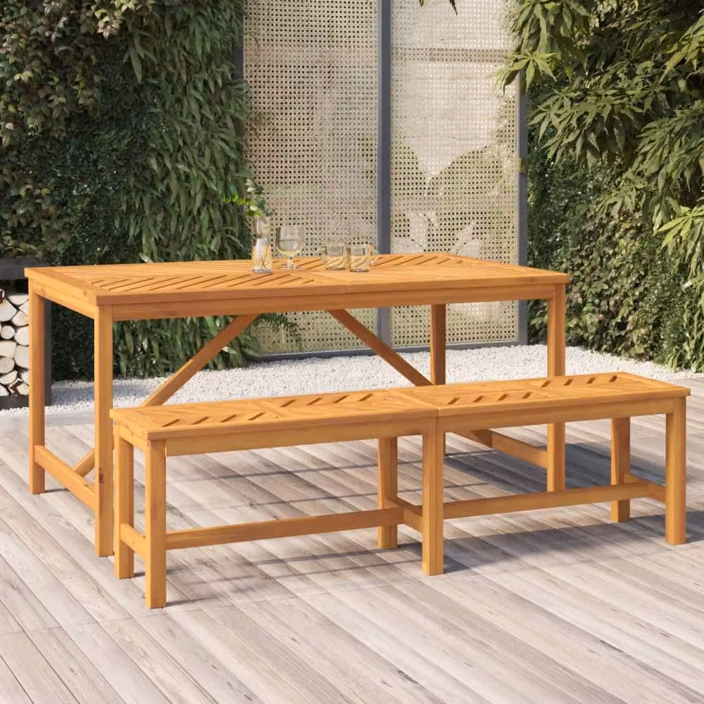 Berkfield Home Extendable Acacia Wood Garden Dining Table in Brown, W/D/H: 150 x 90 x 74 cm – 2
