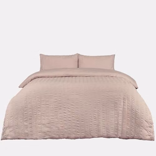 OHS Single Seersucker Duvet Cover and Pillowcase Set, Natural, W/D/H: 135 x 200 cm and 50 x 75 cm – 1