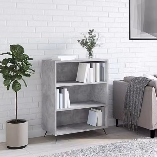 vidaXL Modern Freestanding Bookcase in Concrete Grey, W/D/H: 69.5 x 32.5 x 90 cm – 2