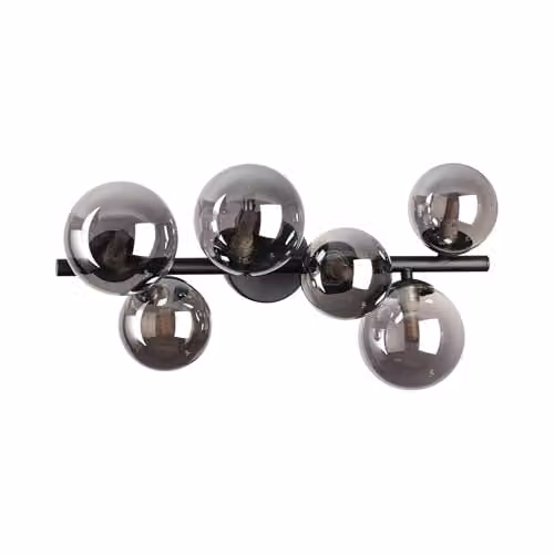 Ideal Lux Perlage 6 Light Globe Ceiling Light in Black with Grey Glass Spheres – 1