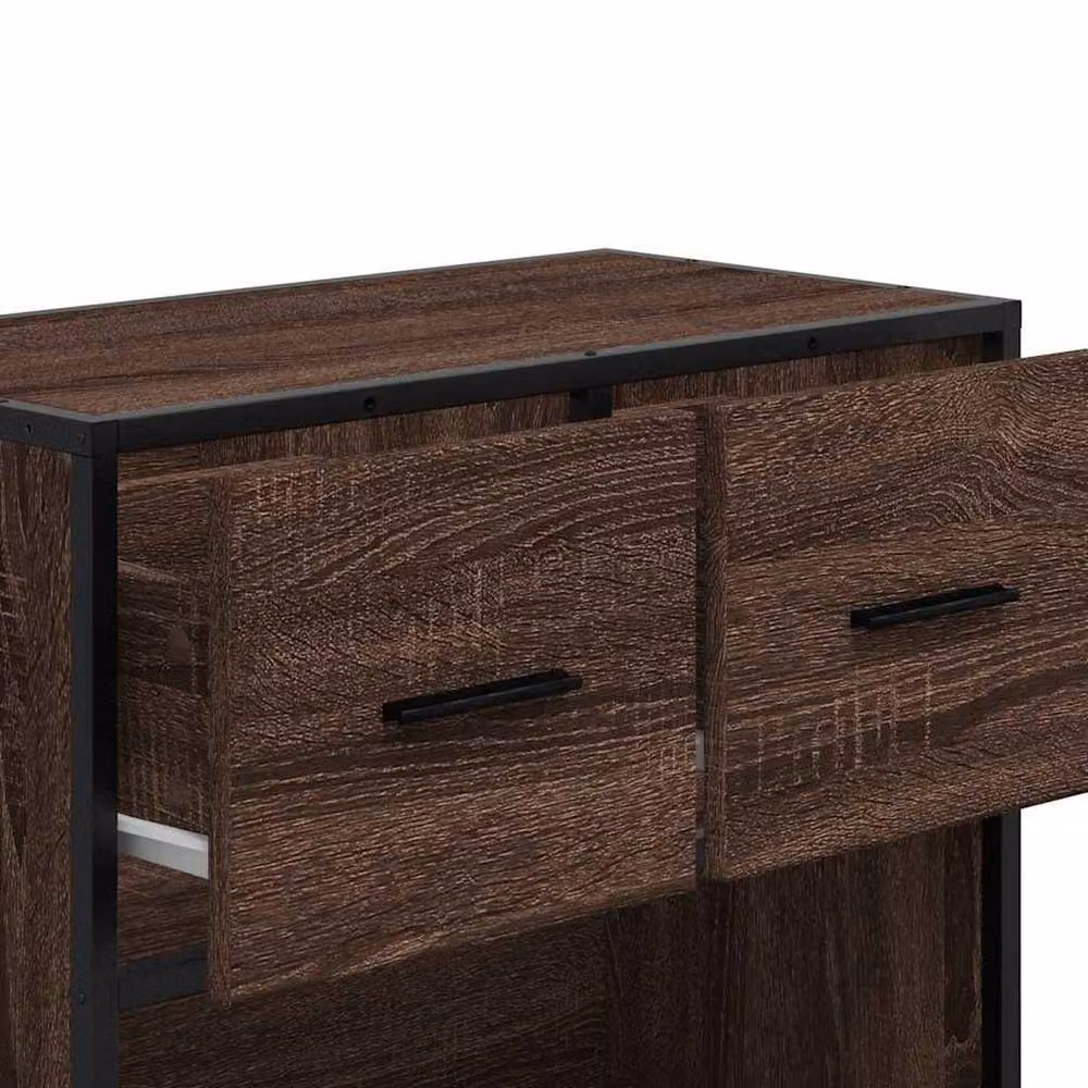Berkfield Home Elegant Bedside Cabinet in Brown Oak, W/D/H: 60 x 31 x 60 cm – 5