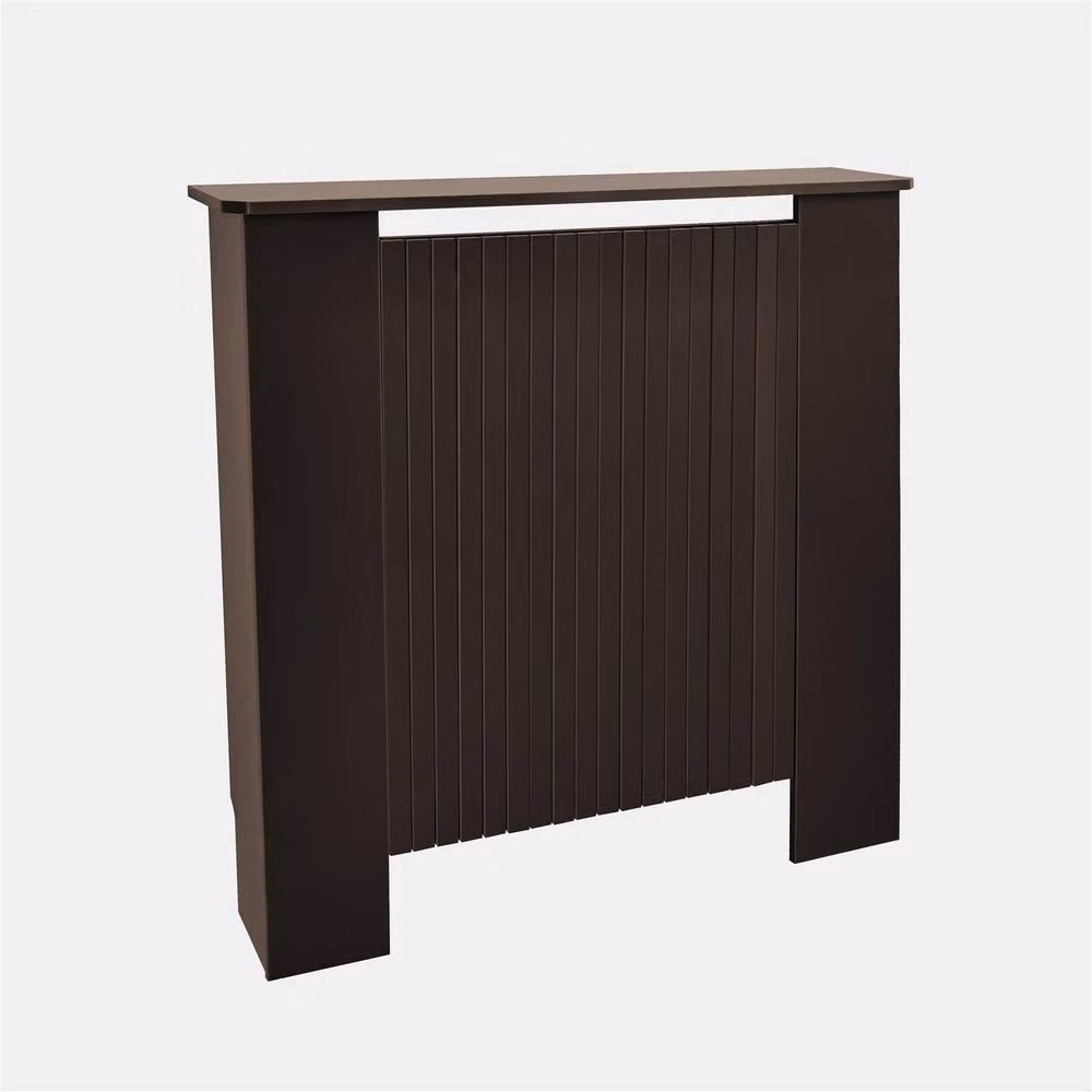 OHS Ribbed Small Radiator Cover in Chocolate Brown Slatted Engineered Wood – 2