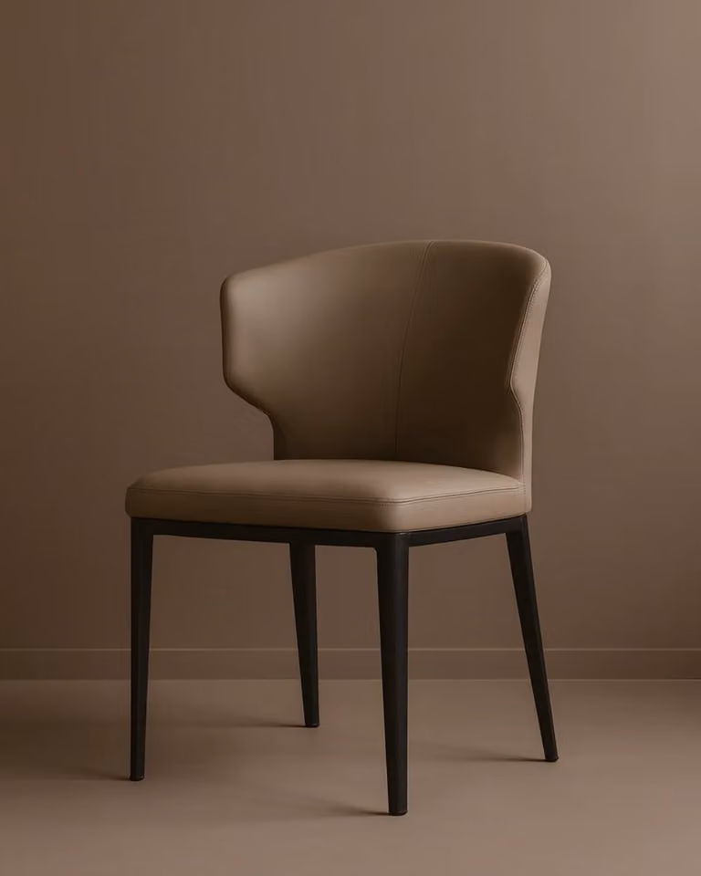 Tommy Franks Set of 2 Modern Dining Chairs in Black and Beige Synthetic Leather