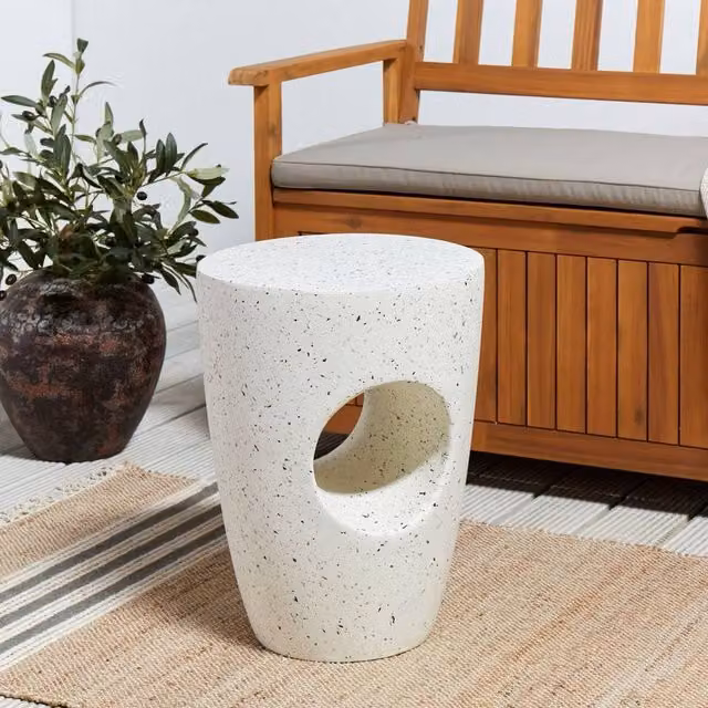 Wyld and Coco White Terrazzo-Effect Magnesium Oxide Side Table, Height: 37 cm – 1