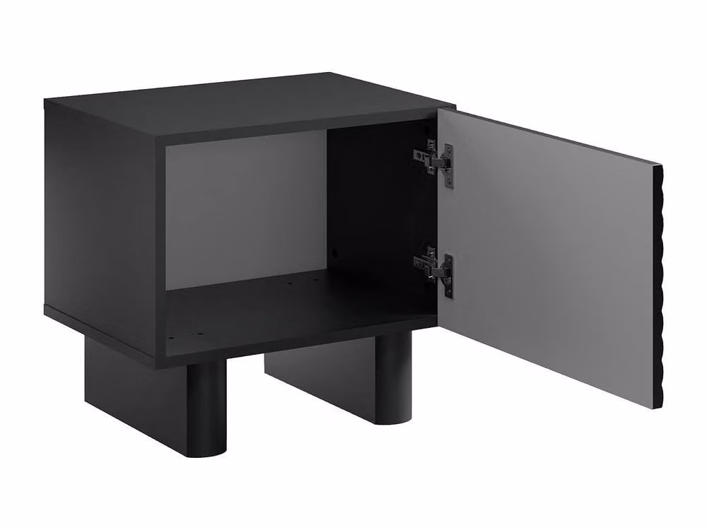 Vente-unique LUDIMA 1-Door Bedside Table in Black MDF – 3