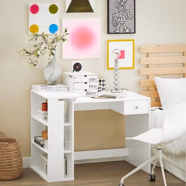 SoBuy Modern White Computer Desk for Home Office