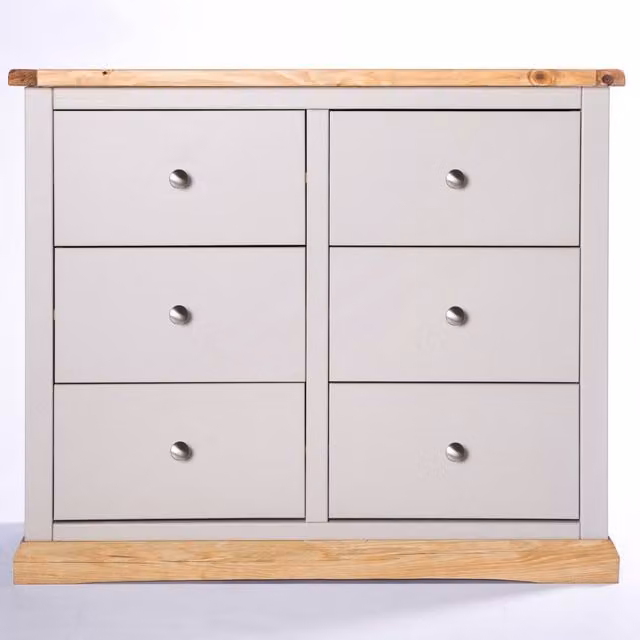 Cabinet Bits Bomporto 6 Drawer Chest of Drawers in Light Grey with Chrome Knobs