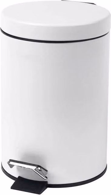 PAWNORA 3 Litre Stainless Steel Pedal Bin, White