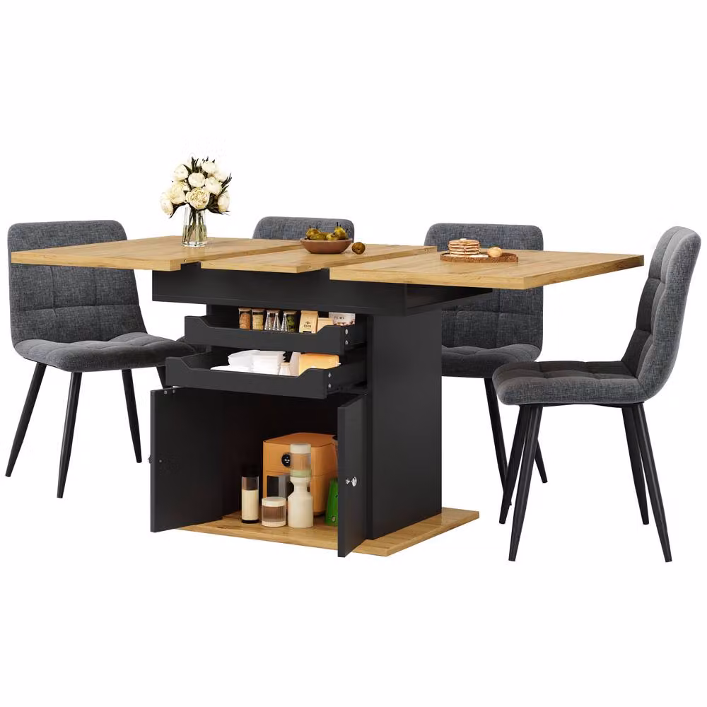 Rolipo Black Extendable Dining Table with Storage – 8