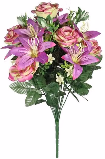 KDMD Purple Pembroke Mixed Bunch of Organic Roses and Lilies