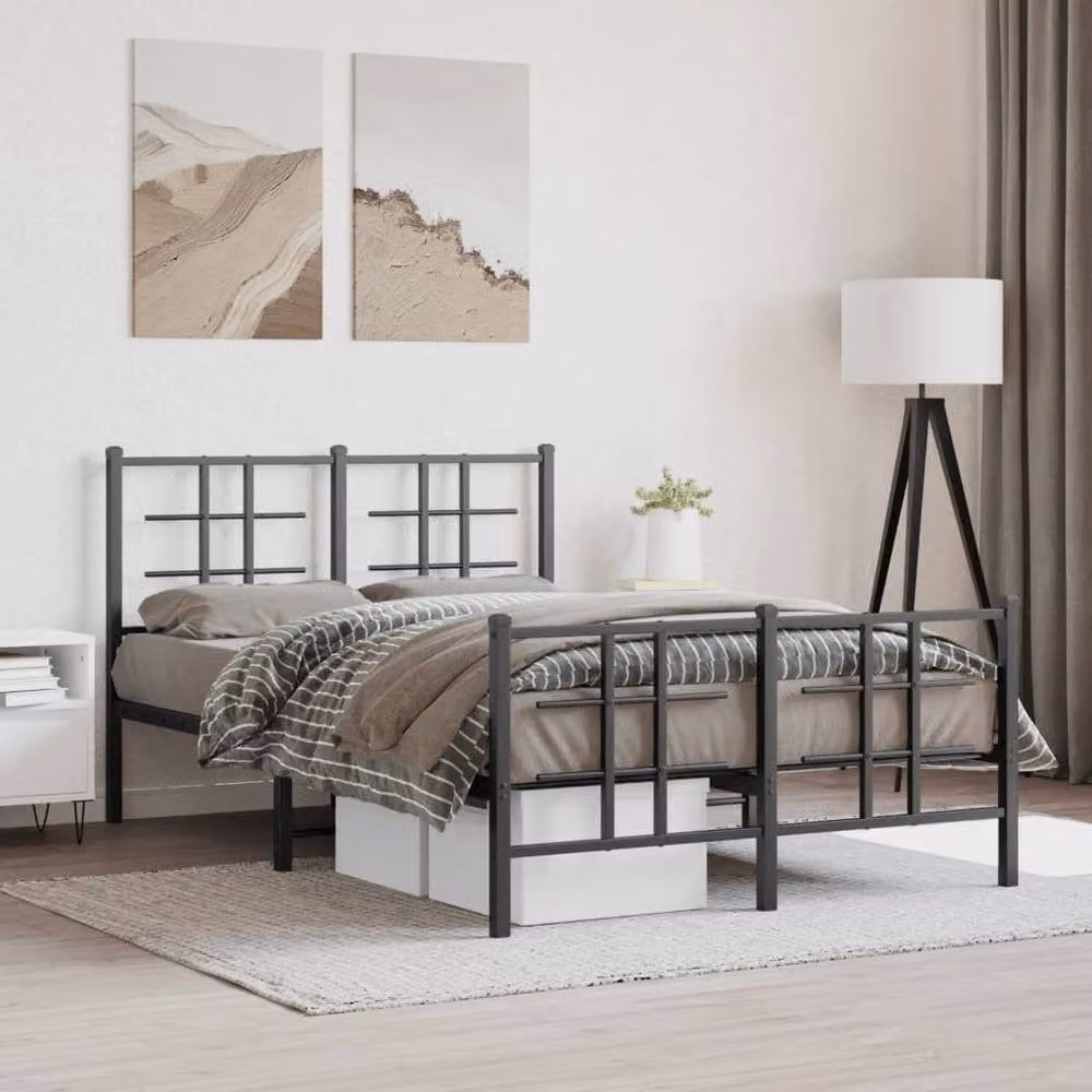 Berkfield Home Metal Bed Frame with Footboard, Black, W/D/H: 120 x 190 cm – 2